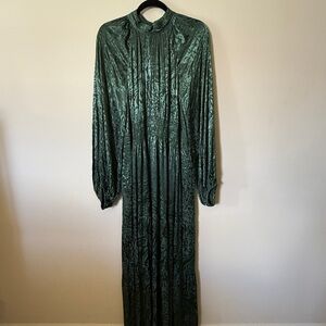 Anthropologie Green Long-Sleeve Maxi Dress